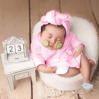 Newborn Photography Props Baby Hooded Robe With Belt Bathrobe Bath Towel Cucumber Set Outfit Baby Costume Photo Accessories 6