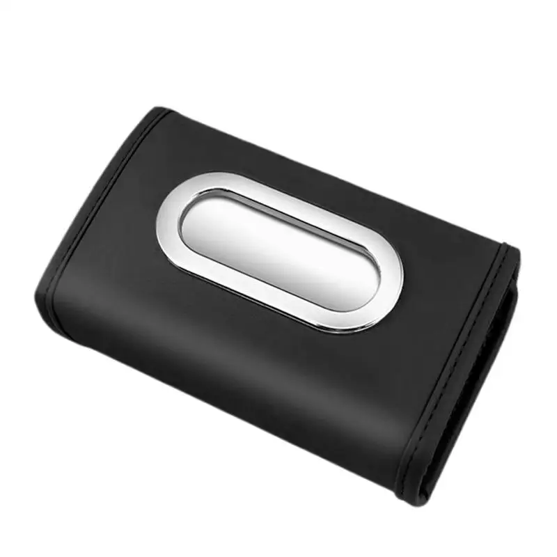 Car Tissue Holder Armrest Car Tissue Box Holder with Adjustable Elastic Band PU Leather Napkin Holder Center Console Tissue
