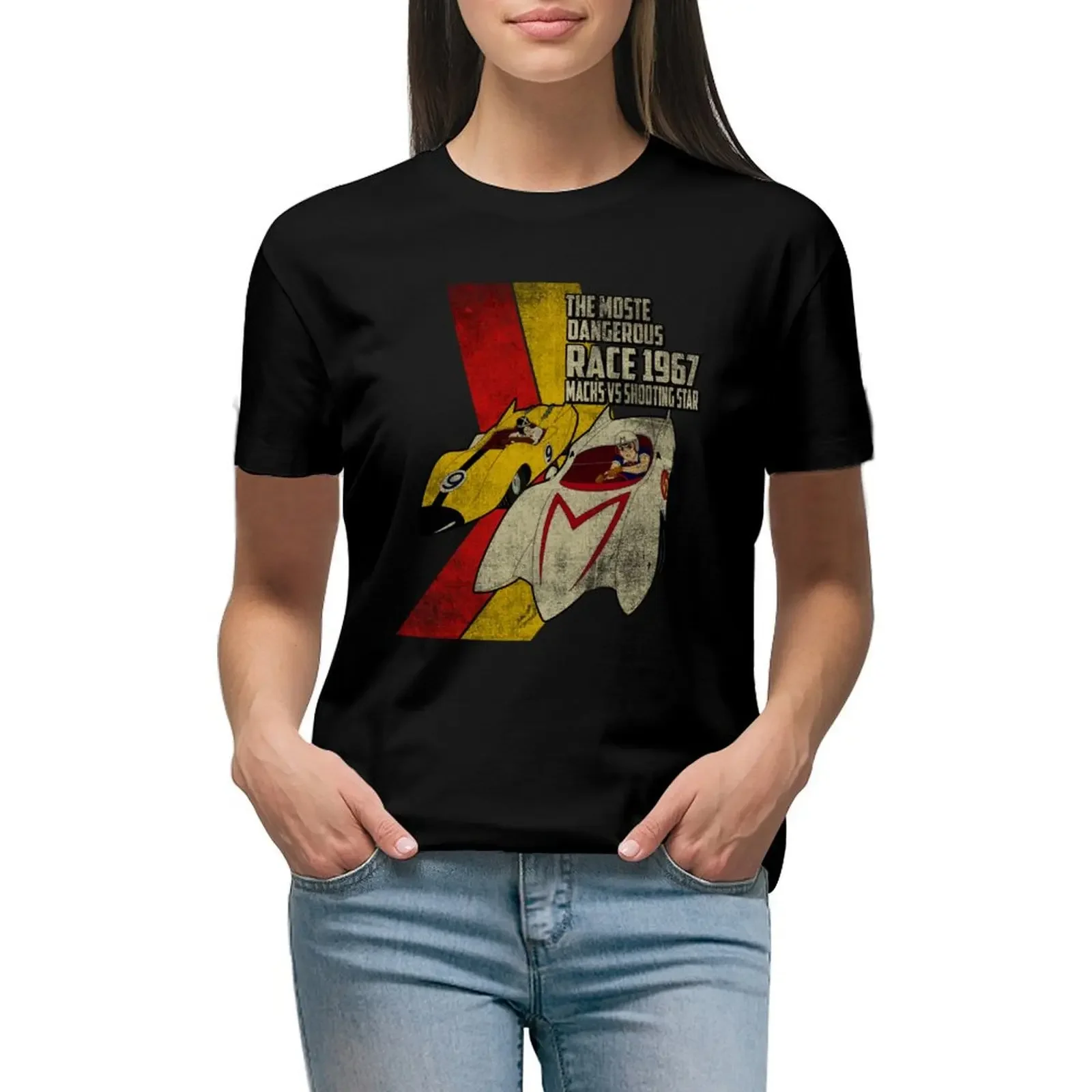 

Speed Racer Vs Racer X Vintage T-shirt graphics anime clothes Women's clothing