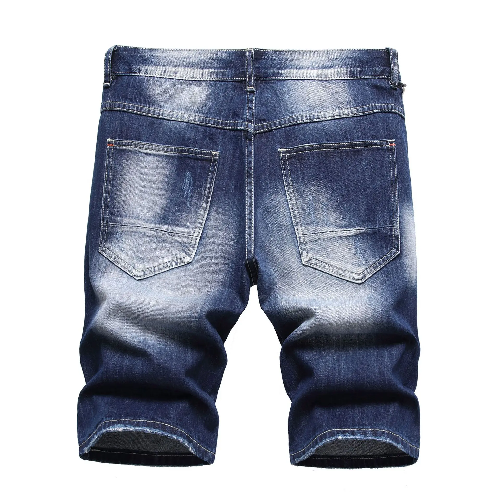 Hipster everyday dark medium pants with a lot of monkey hanging ground holes hand sweep bone guns catwhiskers jeans men