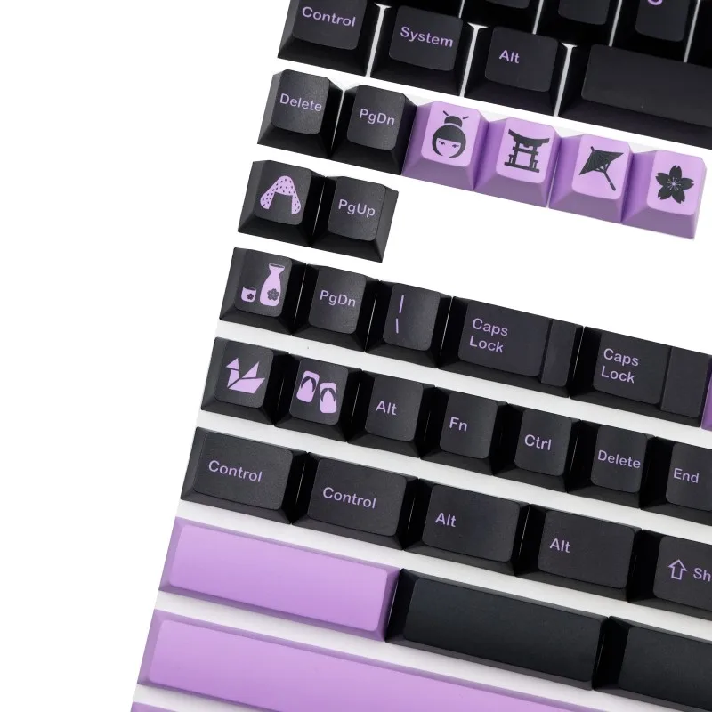 Chaves Conjunto Gmk Lilás em Preto Keycaps Pbt Tintura Subbed Key Caps Cherry Perfil Keycap para Keychron Anne Gh60 Gk64 Poker 140 - Imagem 2