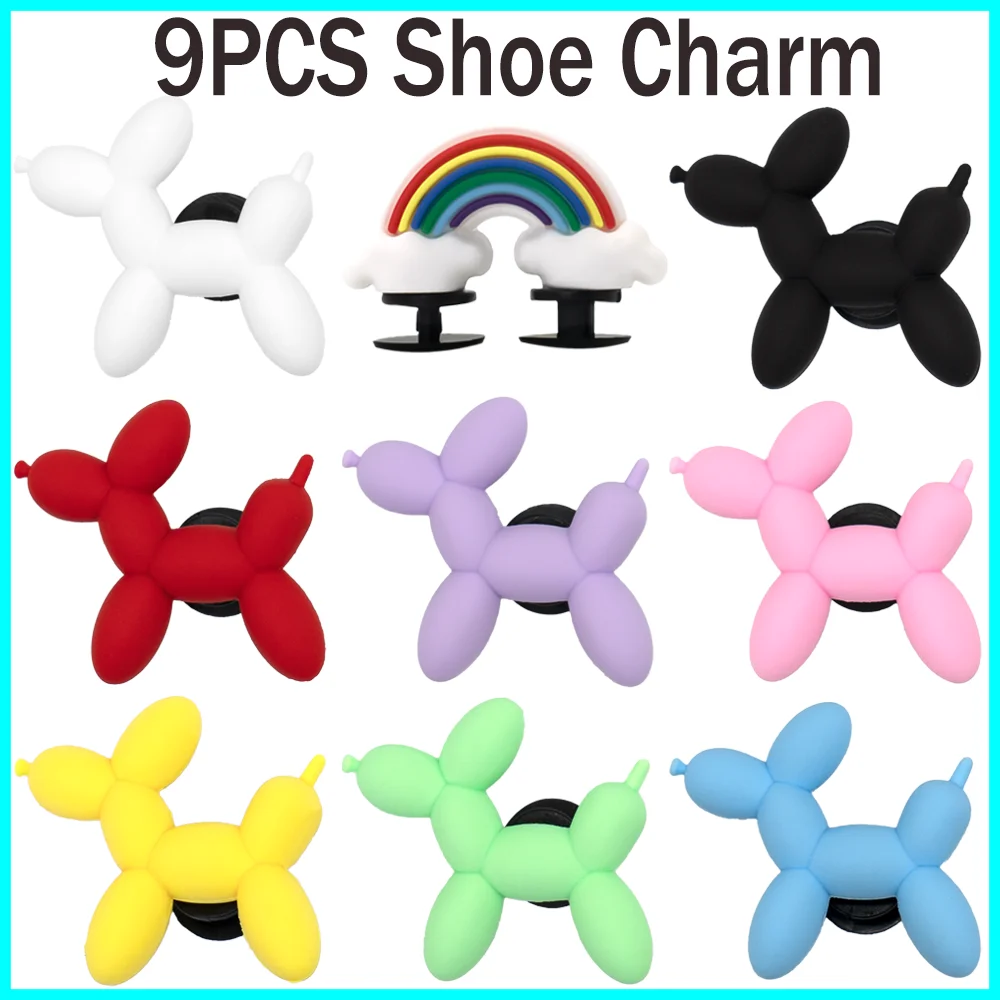 1–9 Stück niedliche 3D-Ballon-Hunde-Schuhanhänger, rosa Hundenadeln, Zubehör für Sandalen, Schuhe, Clogs, Schnalle, lässige Dekoration für Mädchen – Detail 1