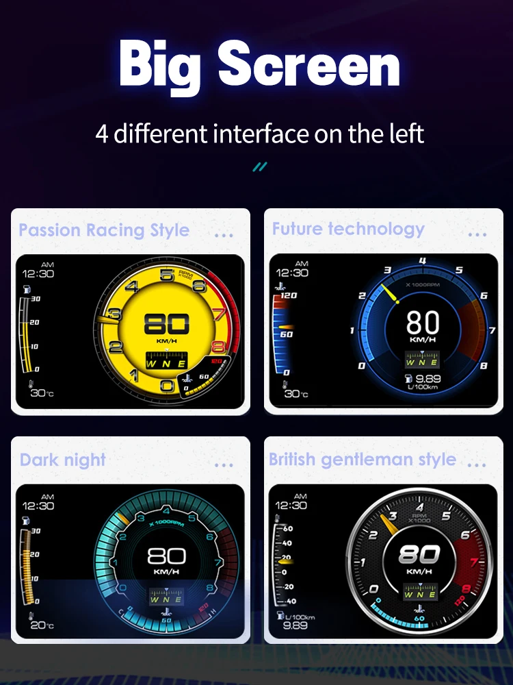 OBD2 HUD Display Dual Screen Car Head Up Display OBD2 GPS Auto Display