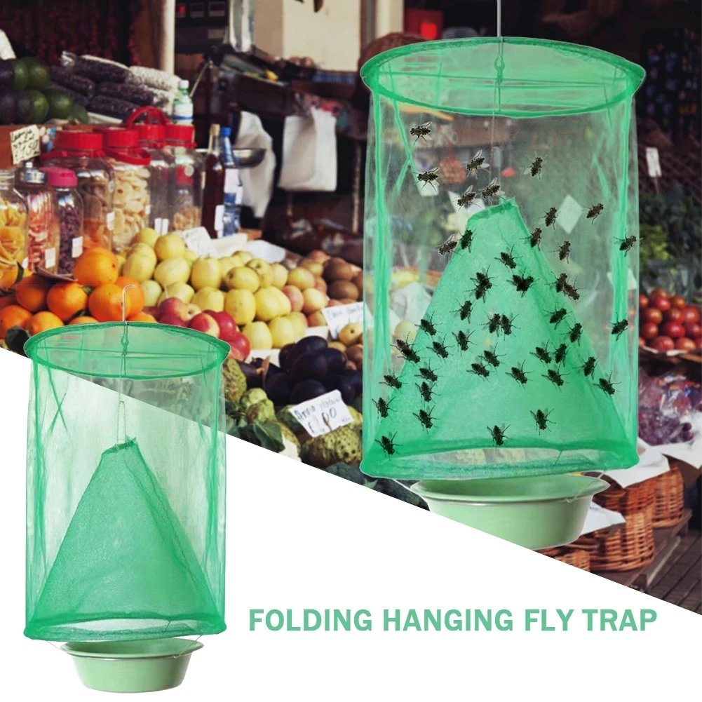 Description Picture 4 of item1/4/6/8PCS Fly Catcher Killer Pest Control Reusable Hanging Fly Trap Flytrap Cage Net Traps Outdoor Garden Hanging Flycatcher