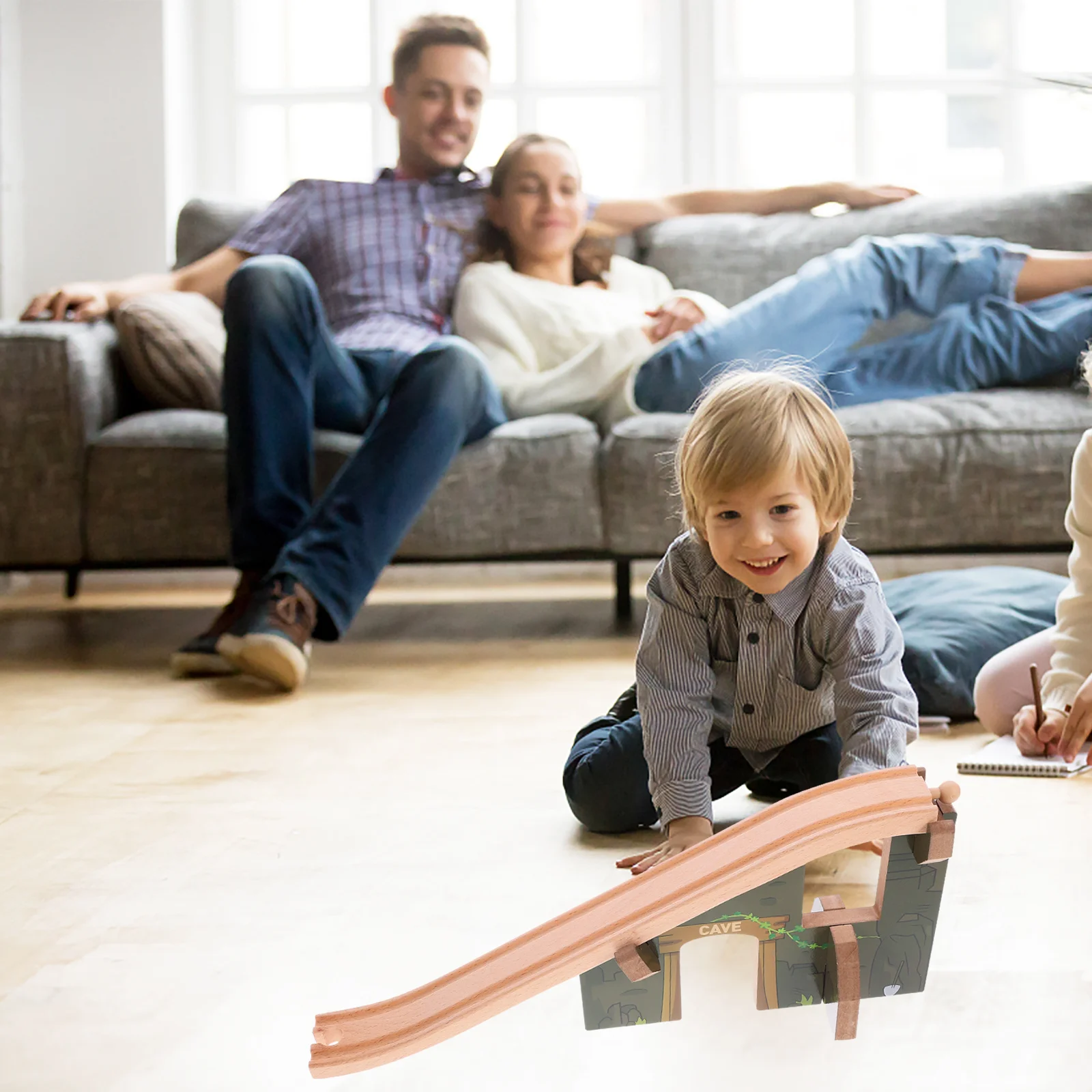 Wooden Train Track Bridge Toy Kids Plaything Parts Natural Wood High Arch Scene Accessories Develops Brain Hands On