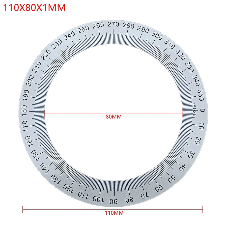 1 Piece Dial Stainless Steel Angle Dial 360 Degree Protractor Round Accessories Measurer Tool Decorative Plate