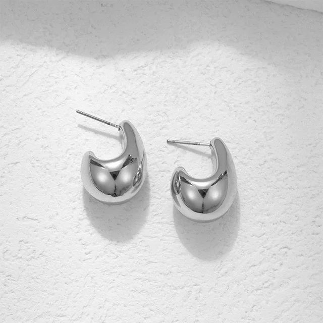 Vintage Chunky Dome Drop Earrings For Women Gold Plated Stainless Steel Thick Teardrop Earring Statement Wedding Jewelry Gifts 4
