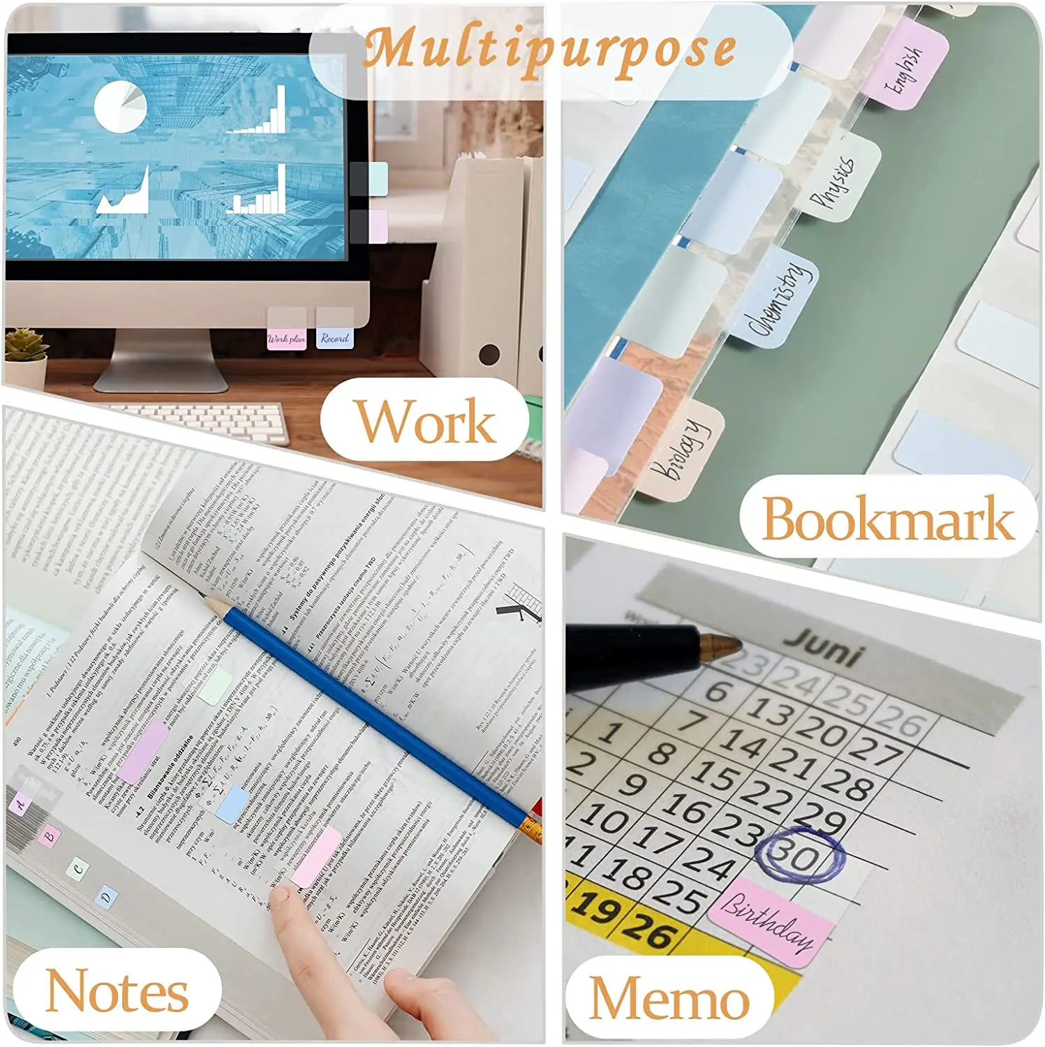 Transparent Sticky Index Tabs, Clear Sticky Notes Long Page Book Markers Tabs, Tape Flags for Books Annotation - 6