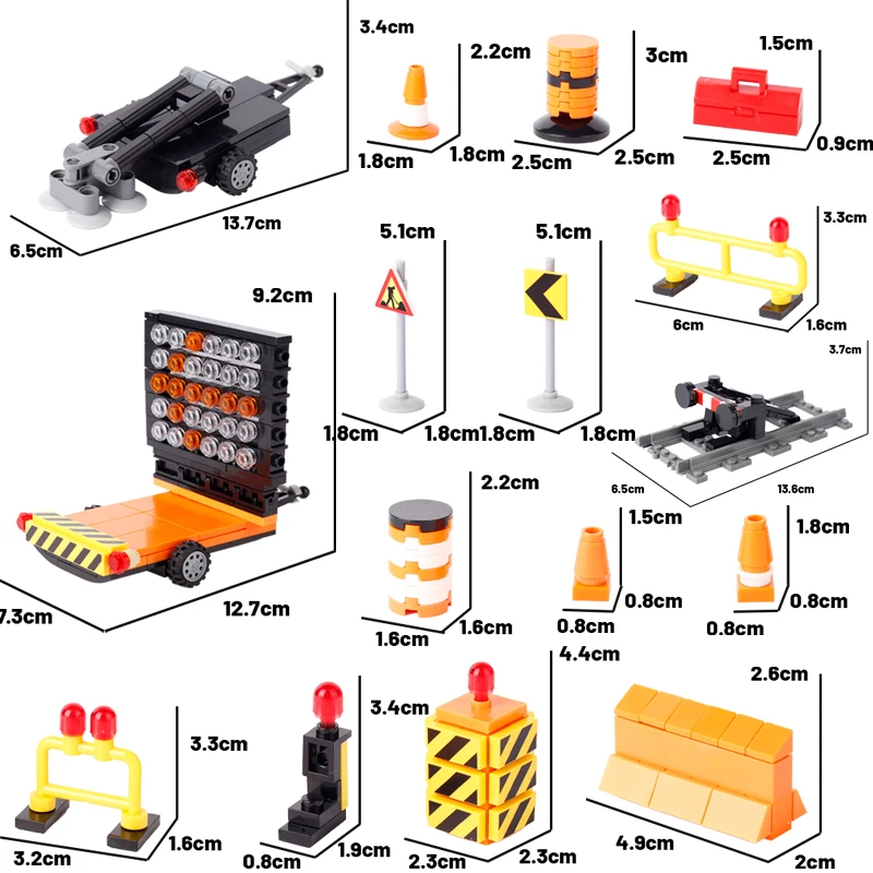 

MOC City Railway Signs Building Blocks Street View Barricade Obstruction Transport Vehicle Accesssories Weapon Bricks Toys Gifts
