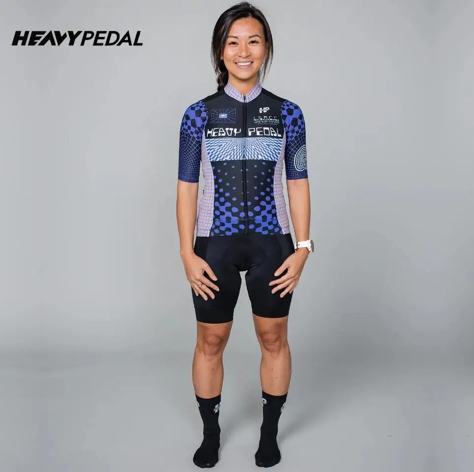 Heavypedal Women's Cycling Jersey MTB Jersey Short Sleeve Full Zipper Summer Road Bike Shirts Pro Team Bicycle Clothing