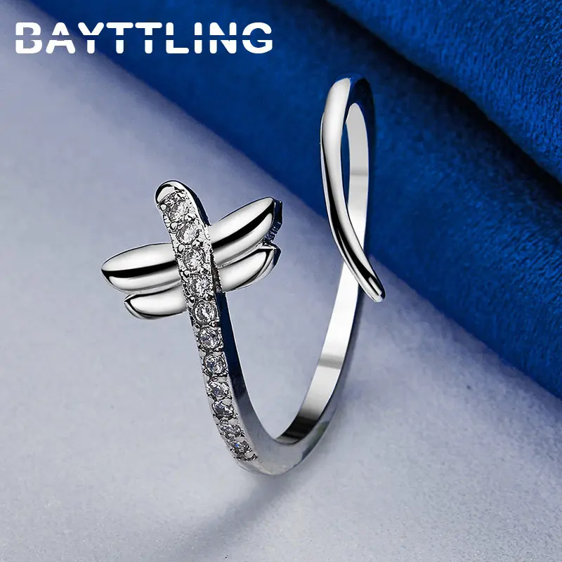 

2024 New 925 Sterling Silver Ring Exquisite Open Zircon Ring For Fashion Woman Wedding Couple Gift Jewelry Accessories