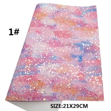  Brush Strokes Custom Rainbow Chunky Glitter Vinyl Fabric Sheet Felt Backing Synthetic Leather Faux Vinil DIY T595B 