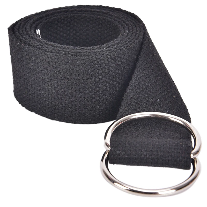 Unisex Casual Double D-Rings Nylon Canvas Stripes Buckle Waistband Outdoor Belts