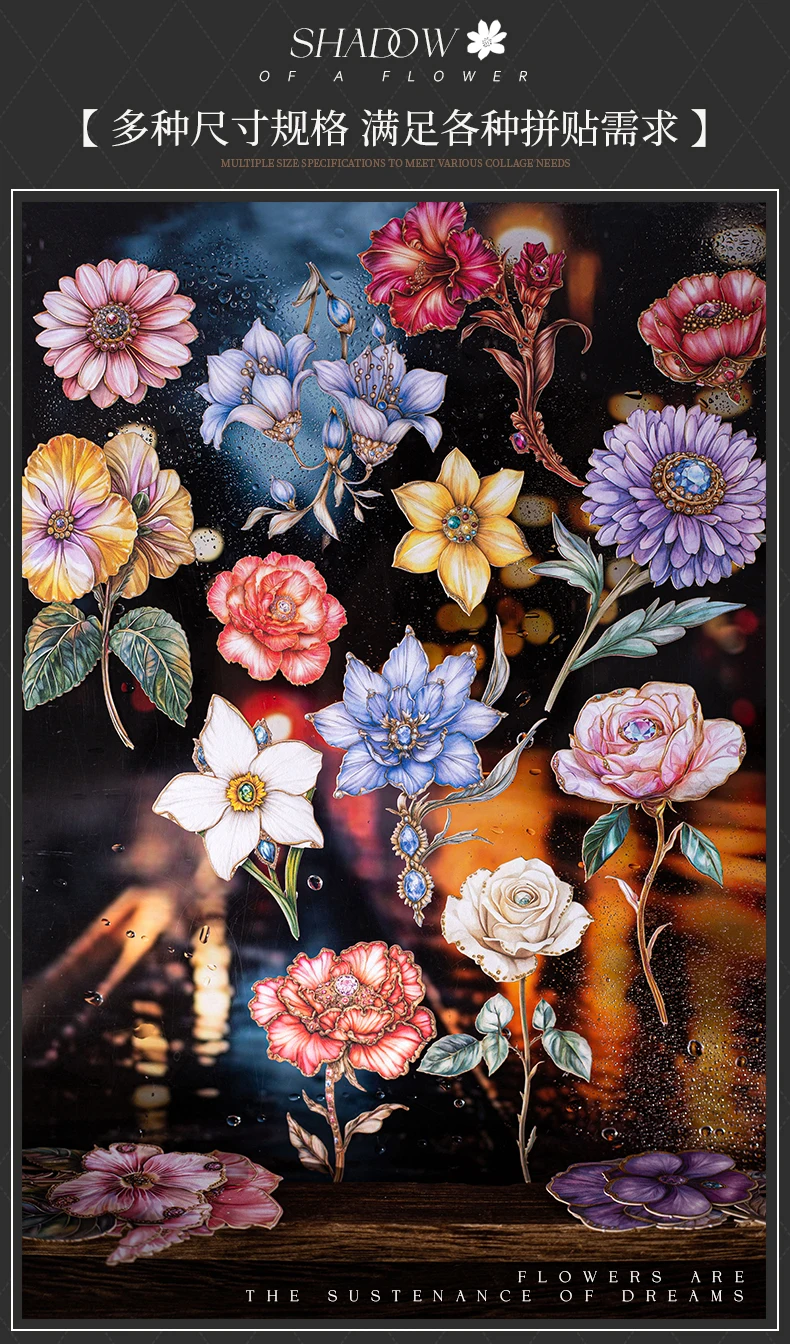 15 teile/paket Vintage blume pflanzen PET Aufkleber DIY Dekorative Junk Journal Aufkleber Für Sammelalbum Label Tagebuch Album Planer – Detail 6