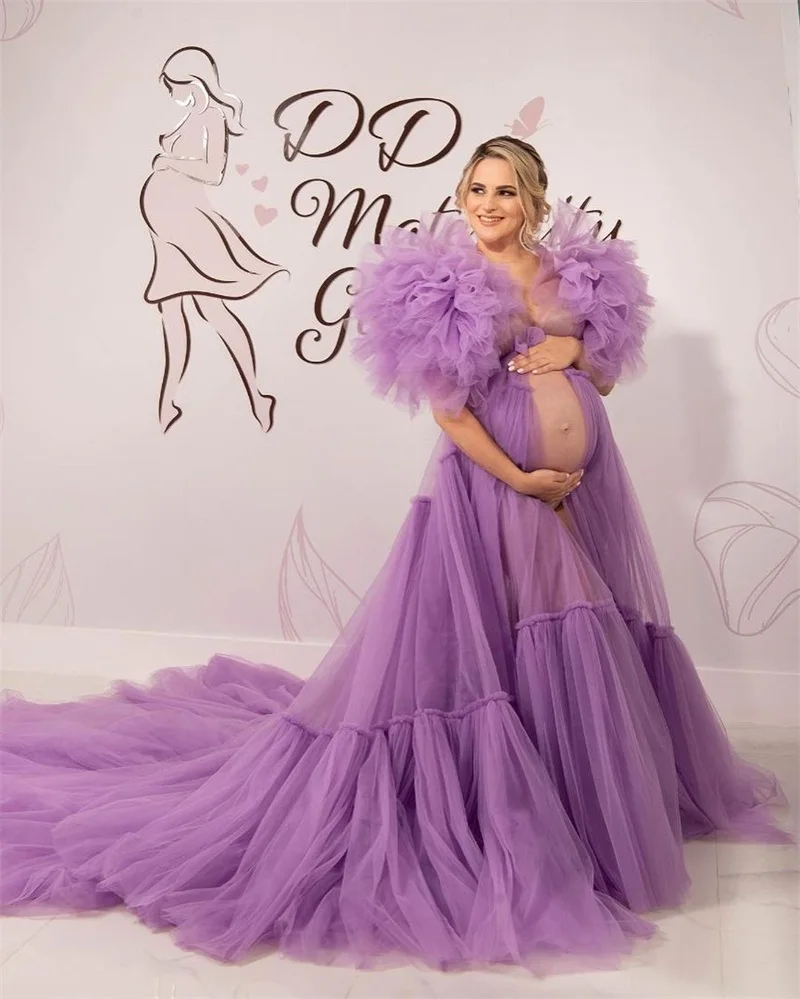 Фиолетовое платье для беременных для фотосъемки
