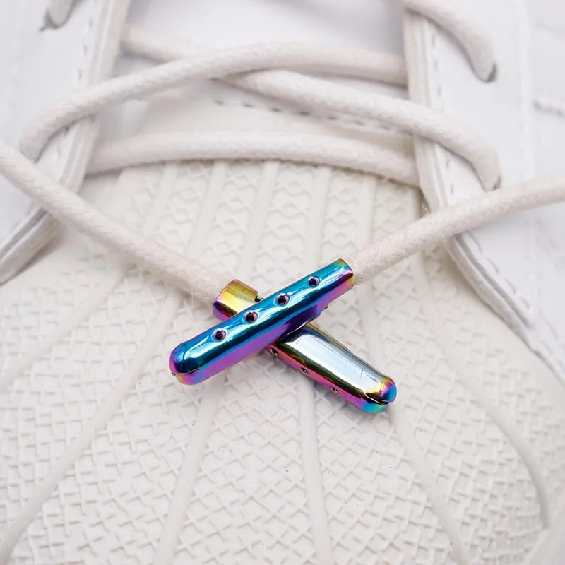 Coolstring Electroplating Gradient Metal Shoelace Tips 22.4*4MM Plating Open Mouth Rope Colored Ends Four Holes Style Lacet Head