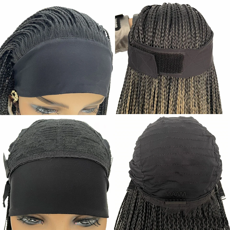 Box Braided Headband Wigs for Black Women Synthetic Braided Wigs Twist Crochet Hair Cornrow Braid Wig Long Straight Headband Wig synthetic hair wigs
