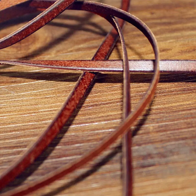1Meter 3/5/8/10mm Flat Genuine Leather Cords Vintage Brown Cow Leather Fit Bracelet Jewelry Making Findings leather cord