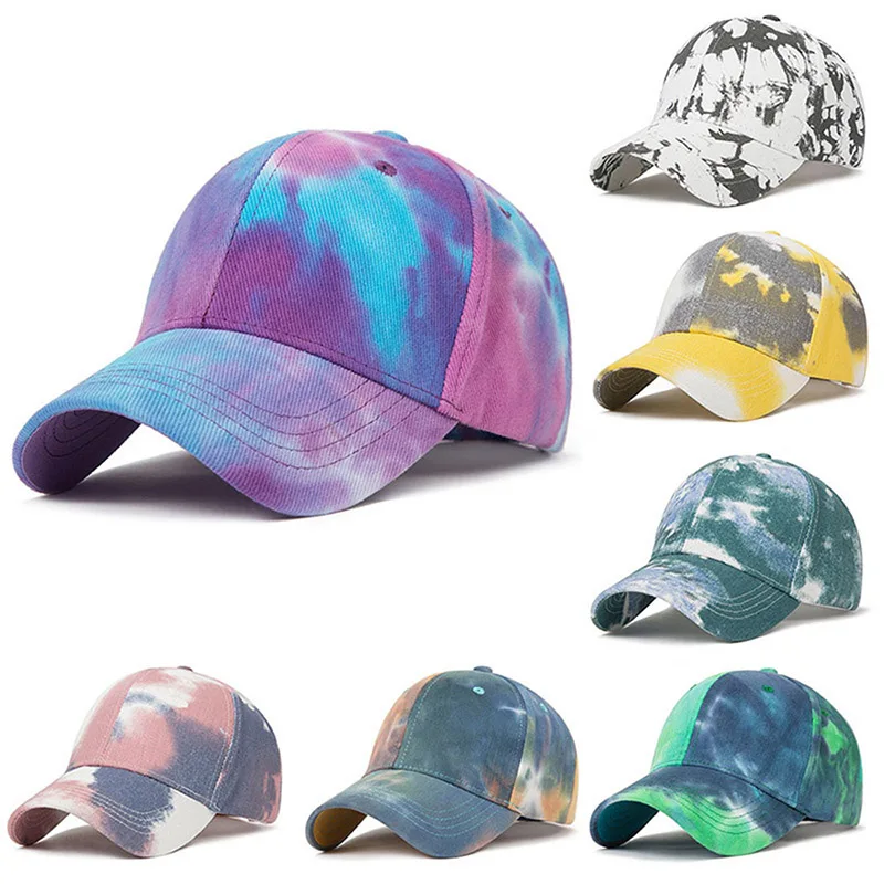 

New Arrival Men Women Baseball Cap Tie Dye Graffiti Teenage Snapback Hip Hop Ins Popular Ladies Summer Sun Visor Hat Gorras H021