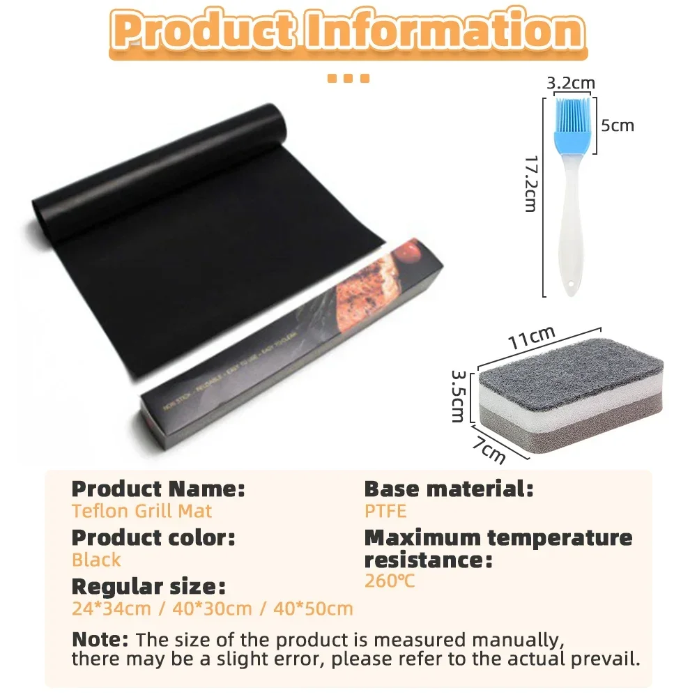 BBQ Grill Mat Reusable Barbecue Outdoor Kitchen Baking Non-stick Pad Cooking Plate Party PTFE BBQ Grill Mat Accessories