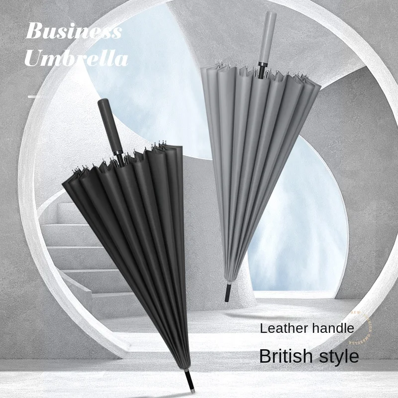 

Ветрозащитный зонт от дождя, качественный, прочный, 24 К, стекловолоконный каркас, зонтик с длинной деревянной ручкой, женский, мужской