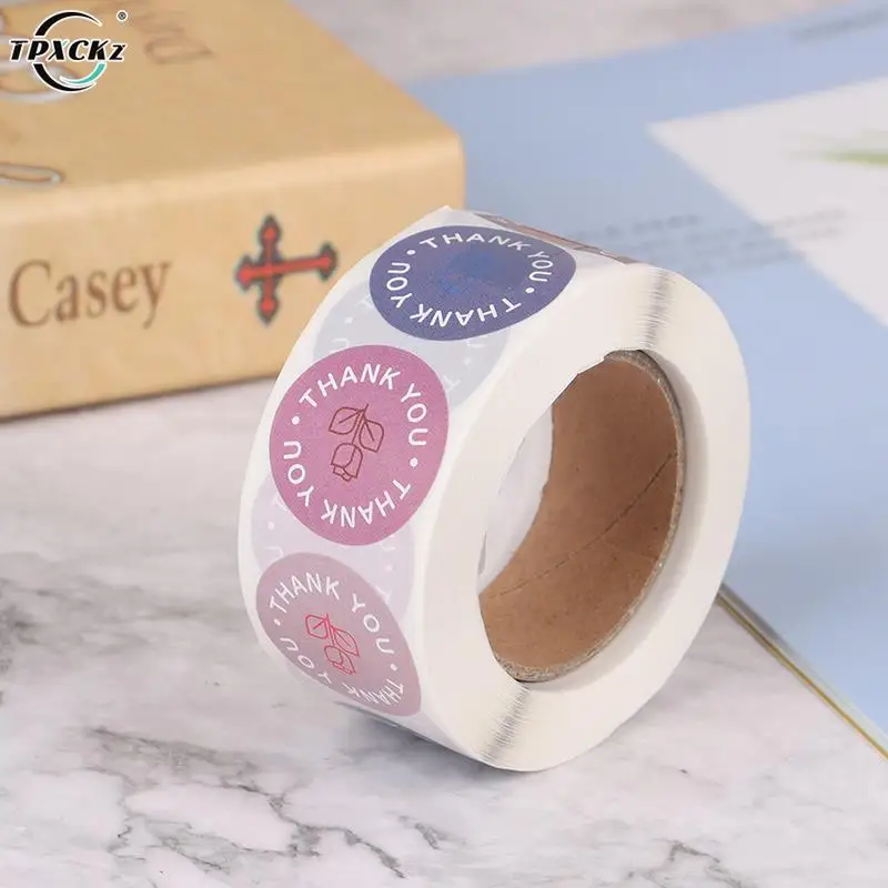 

500pcs Round Labels Roll Flower Thank You Stickers Scrap Booking For Gift Decoration Stationery Seal Label Handmade Sticker