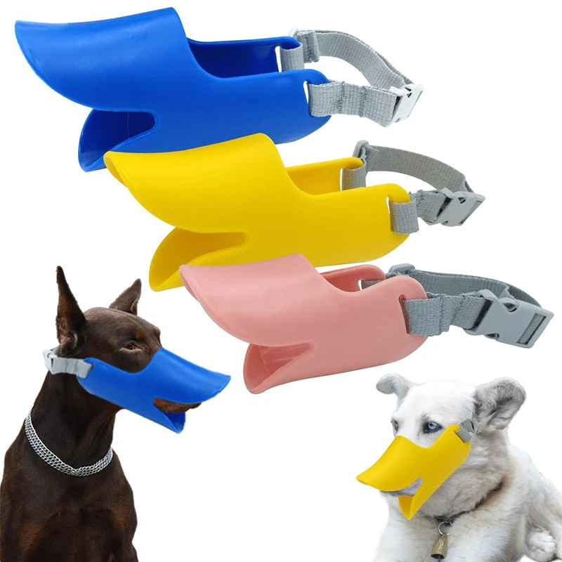 1PC Pet Muzzle Silicone Anti-cute Duck Adjustable Pet Dogs Anti Bite Stop Barking Small Large Dog Mouth Dog Accessories