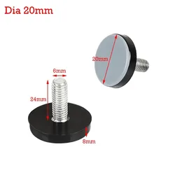 Set of 10 Round Adjustable Furniture Glide Feet Pads with Threaded Levelers - 10 Pcs (Diameter 20mm)