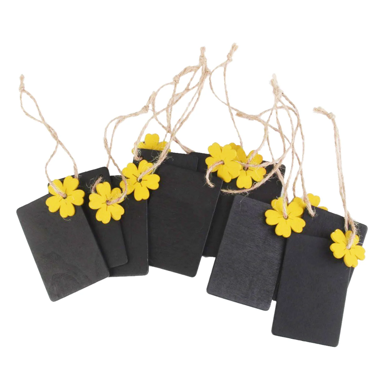 

10pcs Mini Rectangular Hanging Wooden Blackboard Gift Price Tags (Yellow Flower)