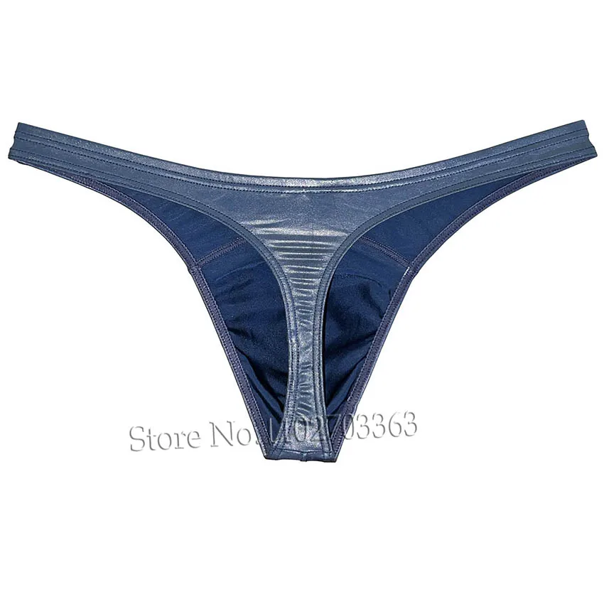 Men's Shiny Metallic Bikini G-string Tangas Underwear with Classic Bulge Pouch Sexy Lingeries Calcinha