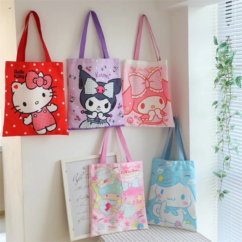 

Kawaii Sanrio Kuromi My Melody Портативная сумка Холщовая Сумка для покупок A4 сумка для репетиров Экологически чистая сумка через плечо