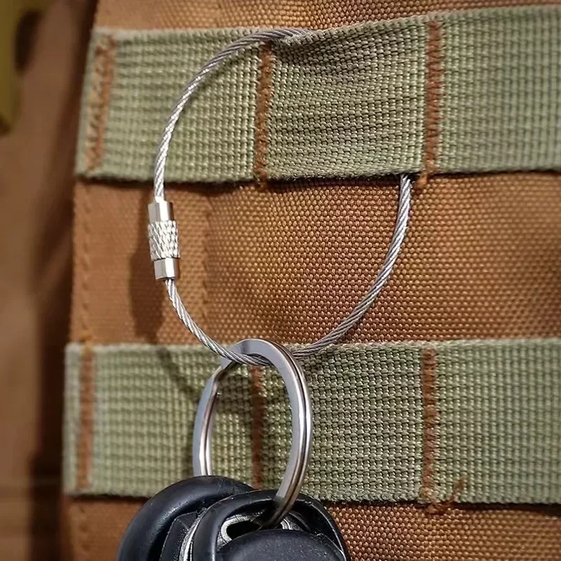 Metal Keychain Stainless Steel Wire Cable Loop Screw Lock Gadget Ring