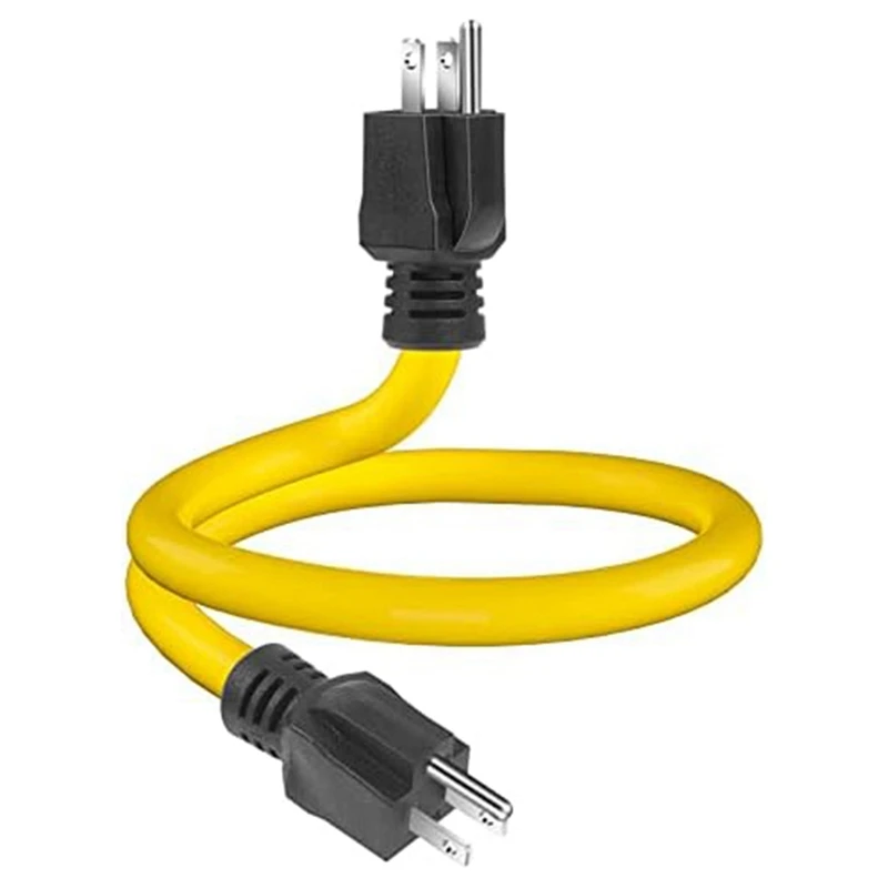 

3 PCS 3 Prong Male To Male Extension Cord Generator Adapter Cord Yellow NEMA 5-15P For Transfer Switch,12AWG 125V (2FT) US Plug