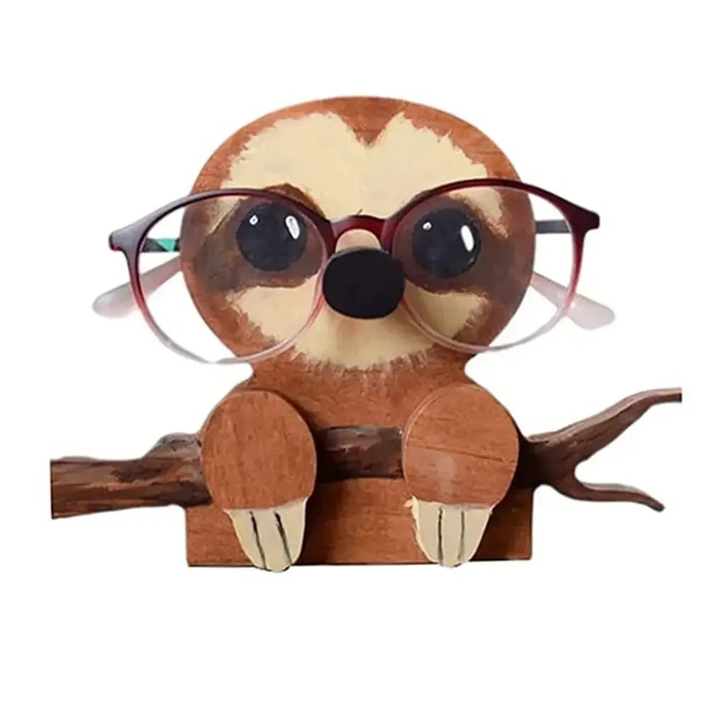 Grappige dierenbrillenhouder van hout - handgesneden brillenstandaard dierenvorm zonnebrilhouder - creatieve brillenhouder glazen opslag decoratie voor thuis, kantoor, bureau (hert