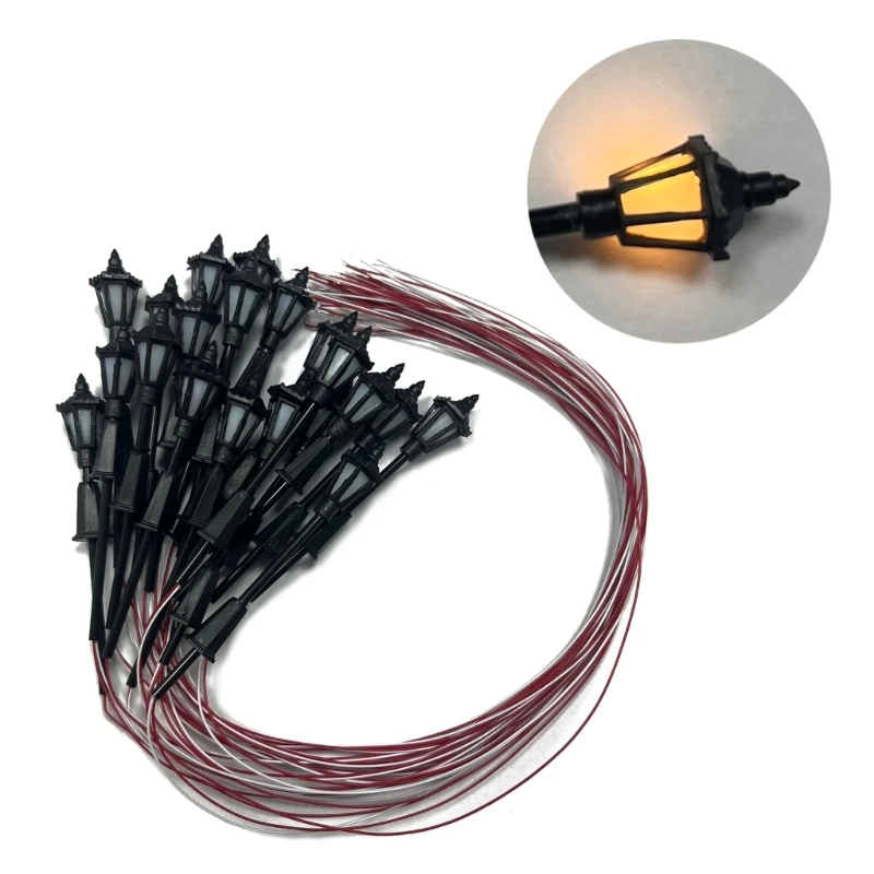 Q0KB 20pcs Layout Lamppost Model LED Lamp Railway Train Scenery Table War Game 4