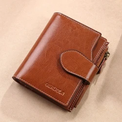 RFID Anti - Theft Multifunctional Genuine Leather Wallet (Brown)