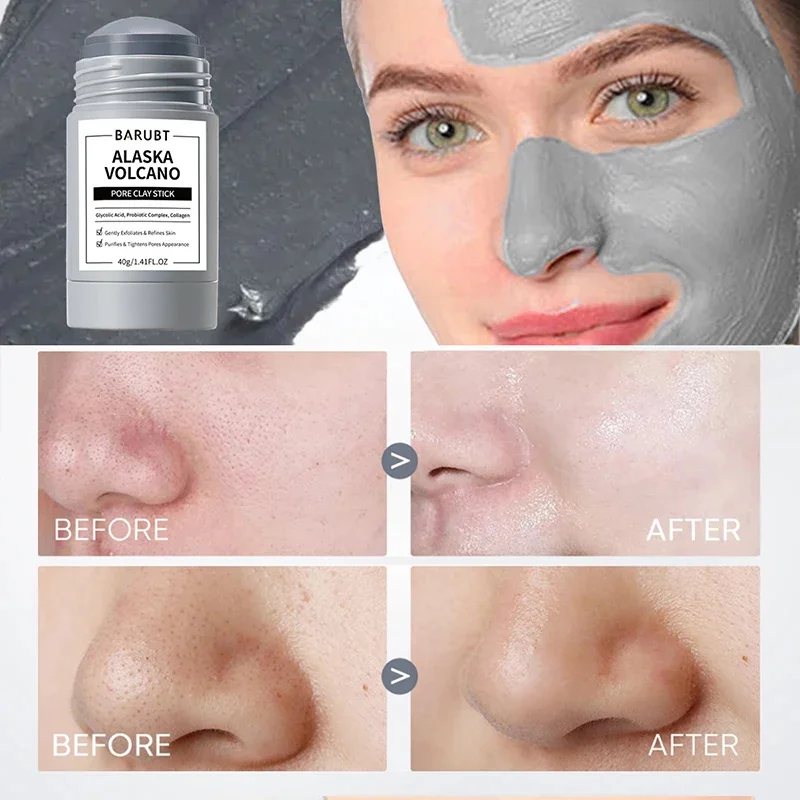 Alaska Volcano Mask Mugwort Cleansing Mask Stick Shrink Pores Acne Deep Blackhead Remover Facial Cleansing Moisturizing Mask 40g - Image 3