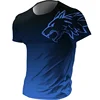 T-shirts for men fitness sportswear 2024 Summer Vintage Men's 3d Printed Quick-Drying Gradient T-shirt Animal Wolf Short Sleeve 5