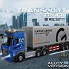 RC Car Big RC Container Truck 9CH Alloy Remote Control Oil Tank Truck Electronic Simulation Trailer LED Music Rechargeable Toy 1