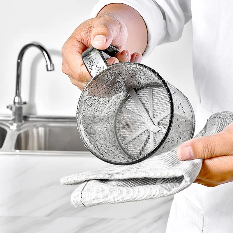 Flour Sifter Baking Tools Mesh Strainer Fine Mesh Strainer Powder Sieve Powder Sugar Shaker Handled Semi-automatic Flour Sifter 2 Cups