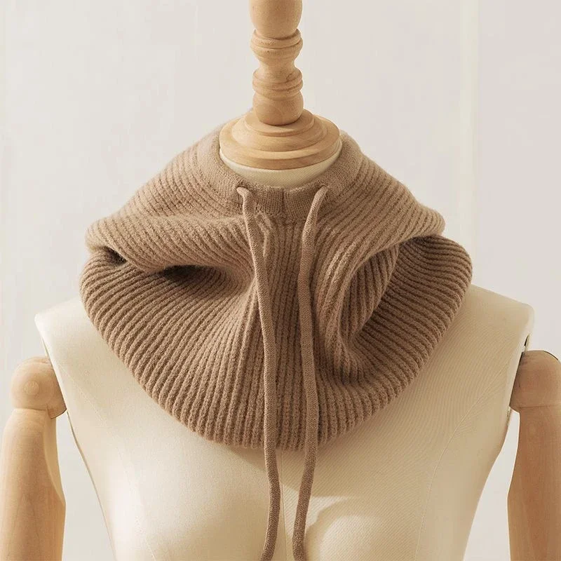 Fashion Winter Women's Head Hooded Hat Scarf Dual-purpose One Thick Warm Knitted Pullover Beanies Skullies for Women Girls New
