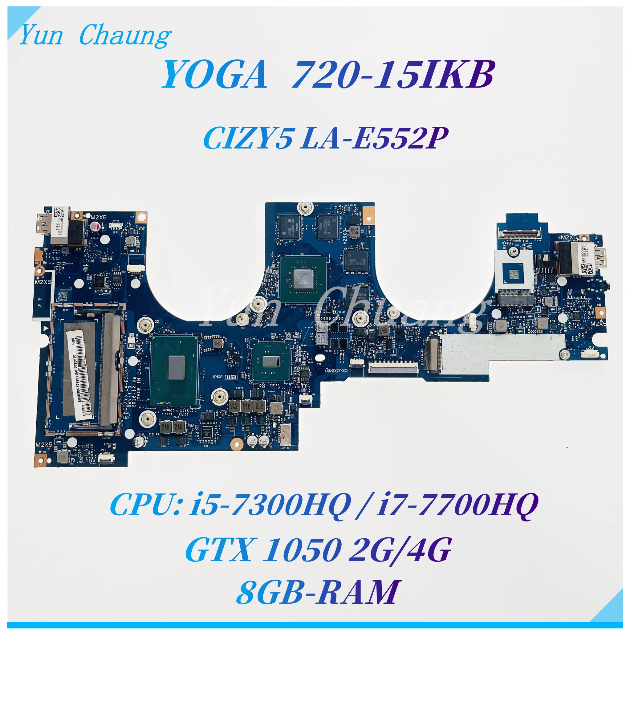 For Lenovo YOGA 720-15IKB Laptop Motherboard CIZY5 LA-E552P