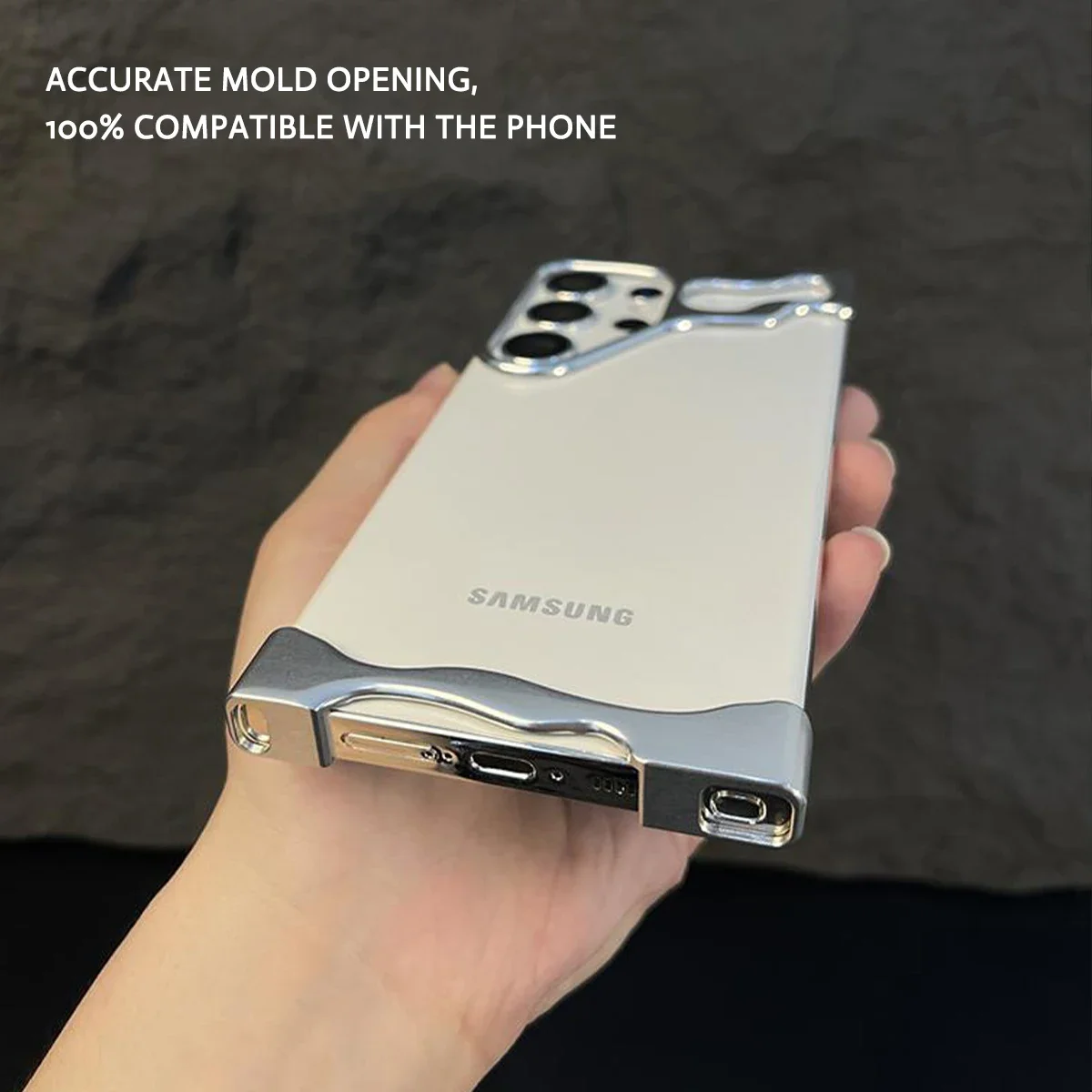 Luxury Irregular Frameless Aluminum Alloy phone Case For Samsung S23 S24 Ultra Plus Lens Film Protection Metal Shockproof Cover