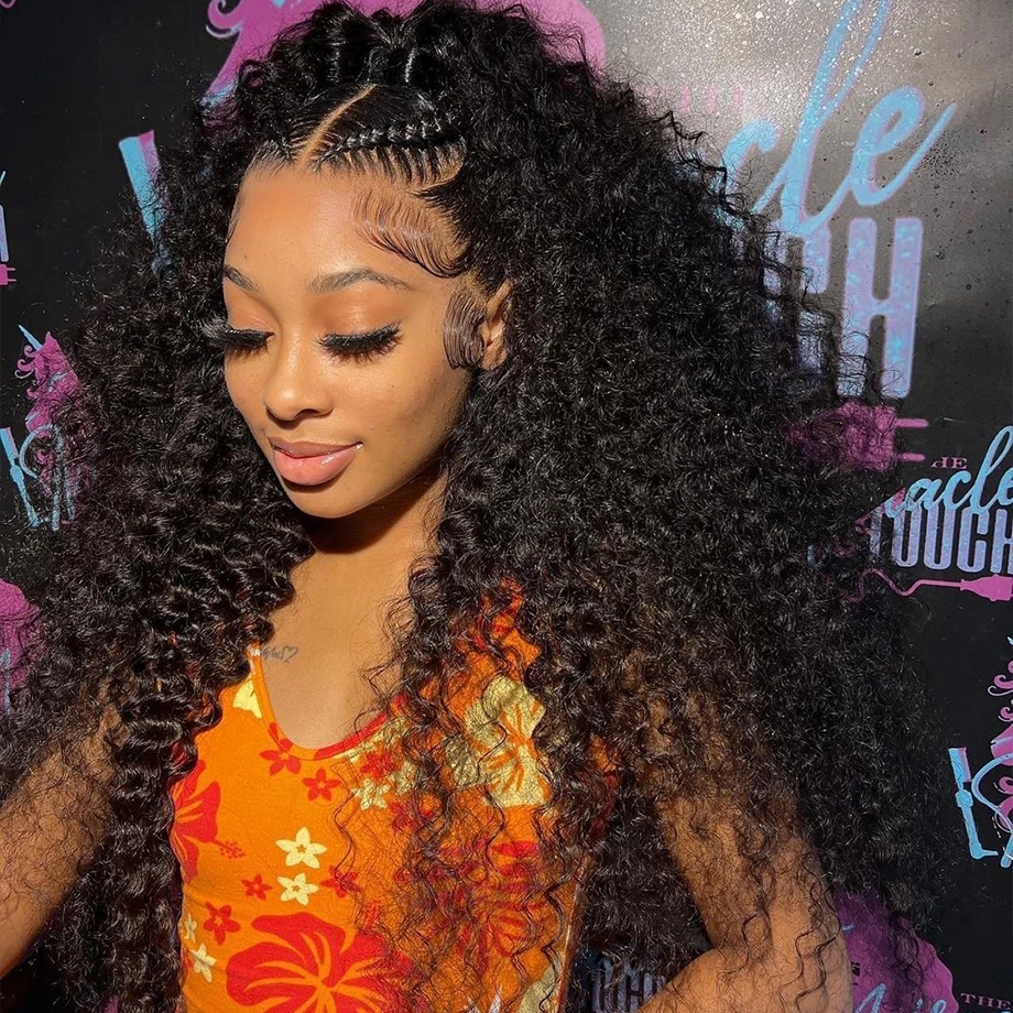 

Curly Human Hair Wig 13x4 Deep Wave Frontal Wig 30 Inch Brazilian Pre Plucked Transparent Lace Wig Wet And Wavy Lace Front Wig
