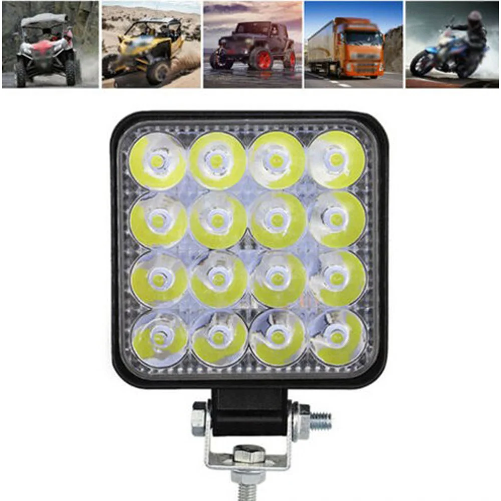 Car Work Light Bar ATV Off-road Driving Fog Super Bright Waterproof Lamp 12V 24V 48W 16-LED Exterior Parts Bulbs images - 6