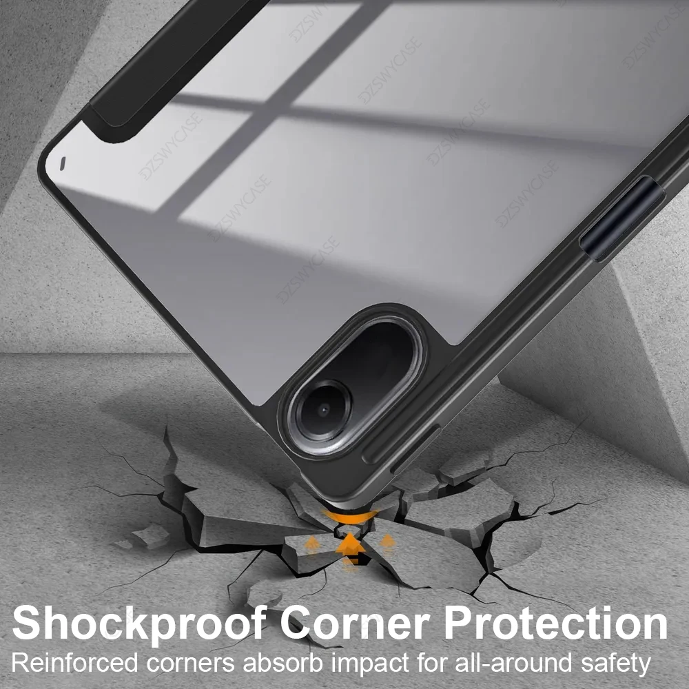 Versatile Trifold Stand Case with Pencil Holder and Clear Cover,