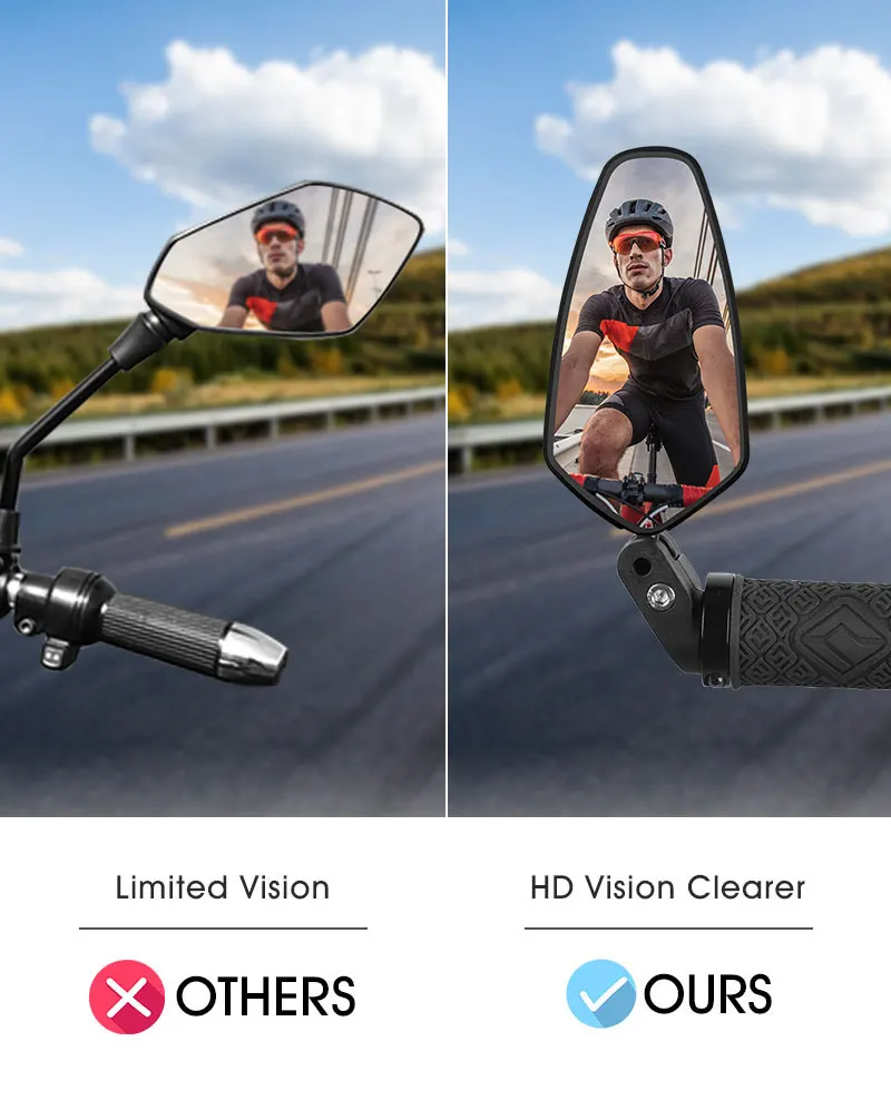 Description Picture 2 of itemWEST BIKING Bike Handlebar Mirror Cycling Rear View Mirror 360 Degree Rotating Rearview Handlebar for Bicycle Mirror