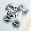 3Pcs/Card Flower Sunglasses with 2pcs 8.5cm Baby Hair Clips Set Bullet Fabric Princess Girl Hair Bow Hairpins Kids Sun Glasses 4