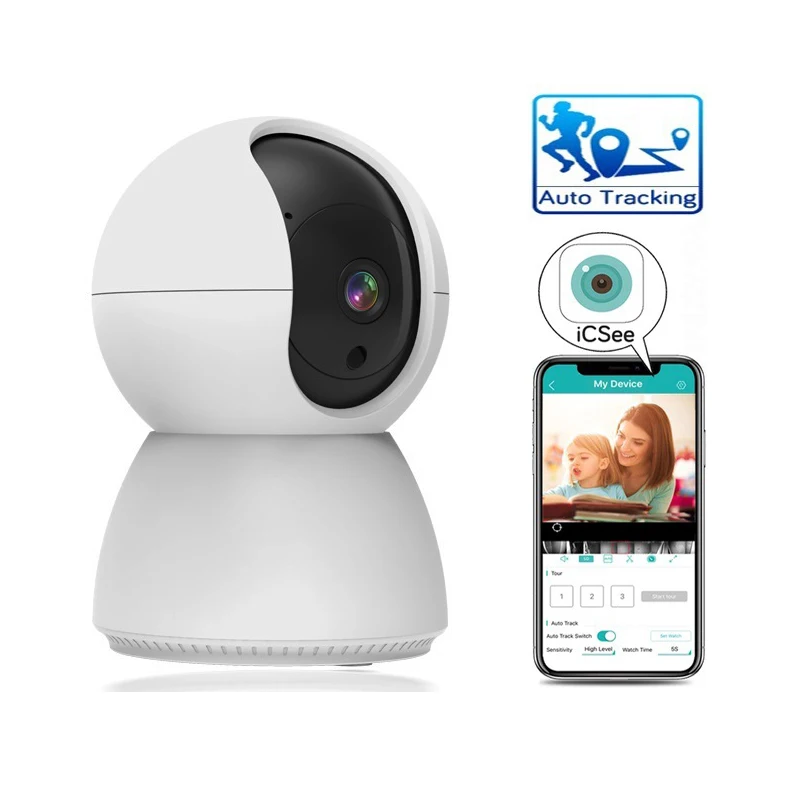 Wouwon 자동 트랙 3MP 2K IP 카메라 감시 보안 모니터 WiFi Onvif RTSP 미니 스마트 알람 CCTV 실내 카메라 iCSee XMEye