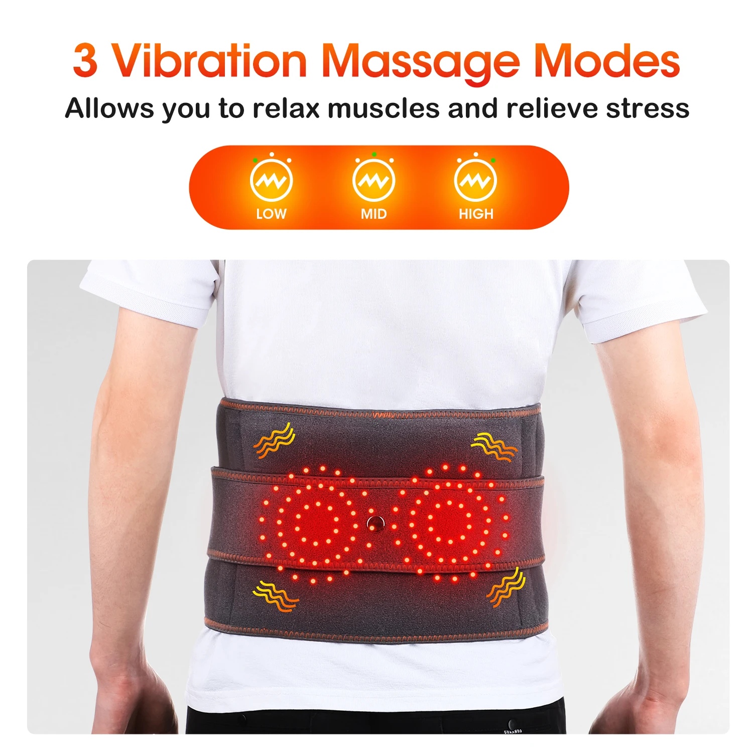 Electric Heating Belt Waist Massager Vibration Red Light Hot